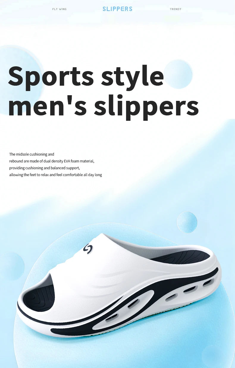 Men's Outdoor Slides Summer Thick Sole Sandals, Non-Slip Durable Beach Flip Flops, Open Toe Fashion Casual Sports Slippers
