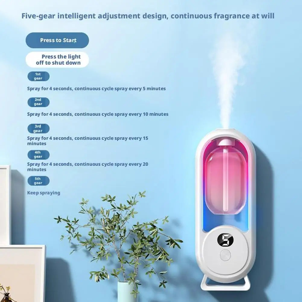 Automatic Fragrance Diffuser, USB Powered Essential Oil Diffuser with Spraying & Light, Home Fragrance for Living Room, Bedroom