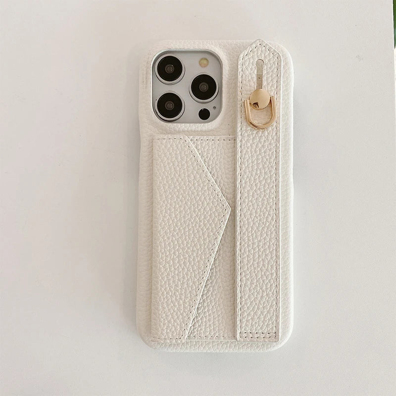 Wrist Strap Wallet Leather Case For iPhone 11 12 13 14 15 Pro Max Luxury Card Holder Protective Cover