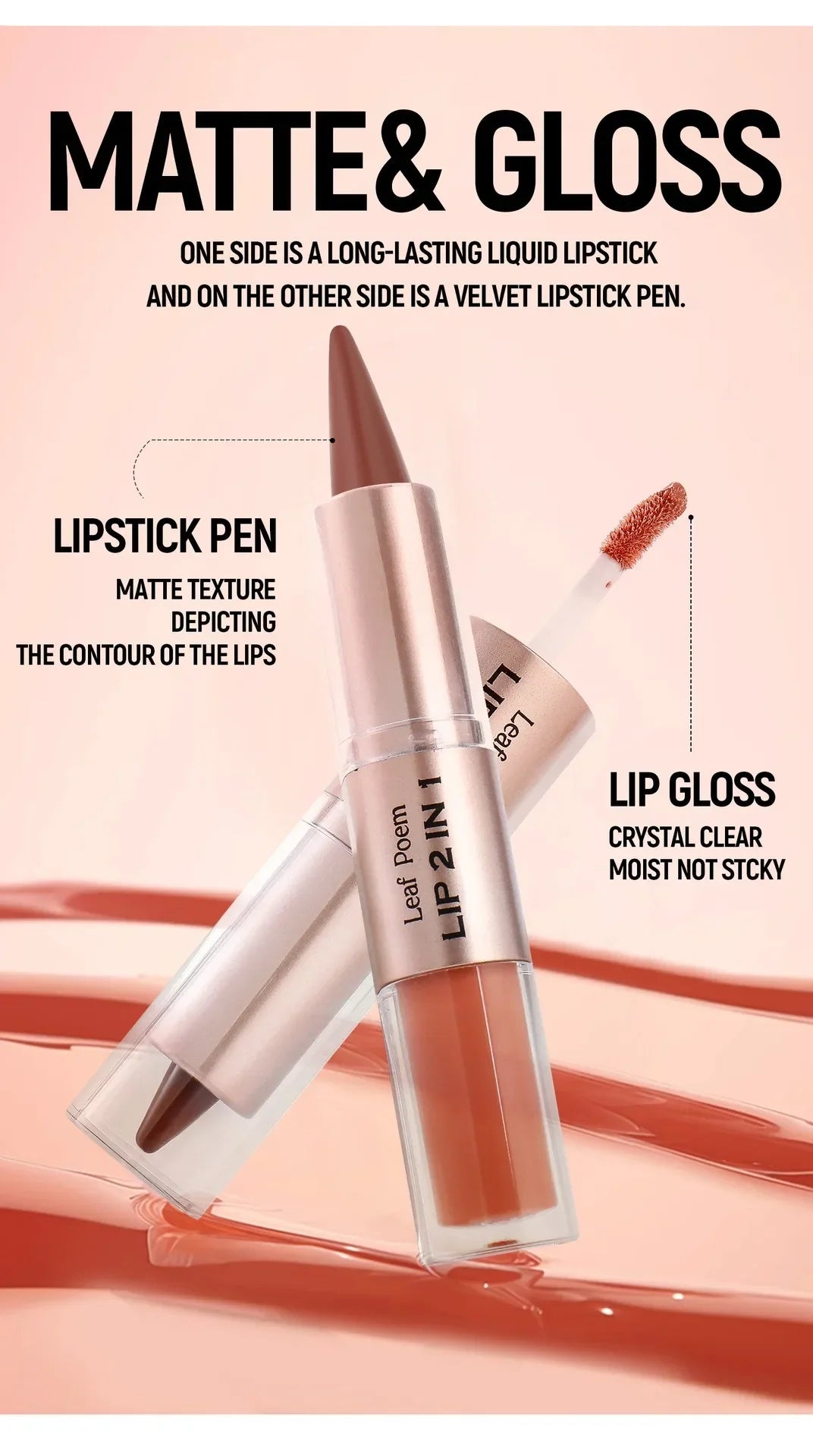 Tapered Lip Liner Lipstick Pen Matte Black Brown Velvet Lipstick Outline Contour Lipliner Water Mirror Moisturizing Lipgloss