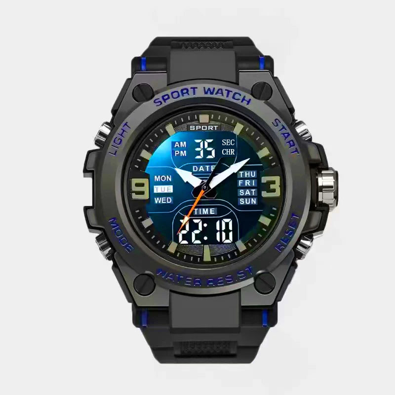 High-Quality Large Dial Led Luminous Watch for Men, Women, and Teenagers with Dual Calendar, Alarm Clock, Stopwatch, Outdoor Sports Digital and Analog Dual Display Watch