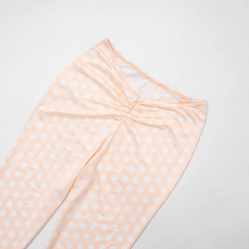 FAGADOER Fashion Polka Dot Print Two Piece Sets Women Sleeveless Backless Tube And Skinny Pants Outfits Sexy Trend Streetwear