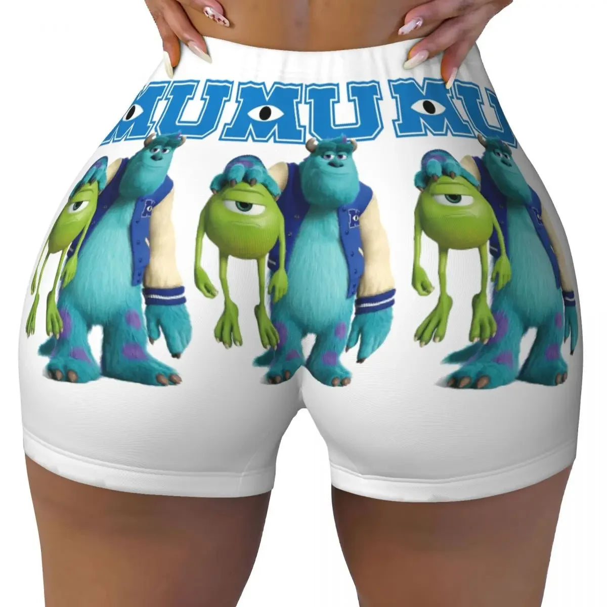 Custom Monsters University Mike M Logo Biker Running Gym Shorts for Women Athletic Workout Yoga Shorts