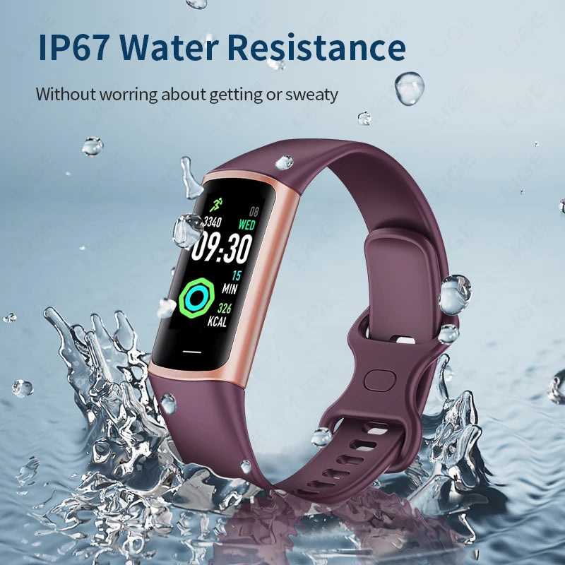 LIGE New Smart Wristband Sport Fitness Heart Rate Tracker Smartwatch AMOLED Screen Waterproof Smart Bracelet For Men Women 2026
