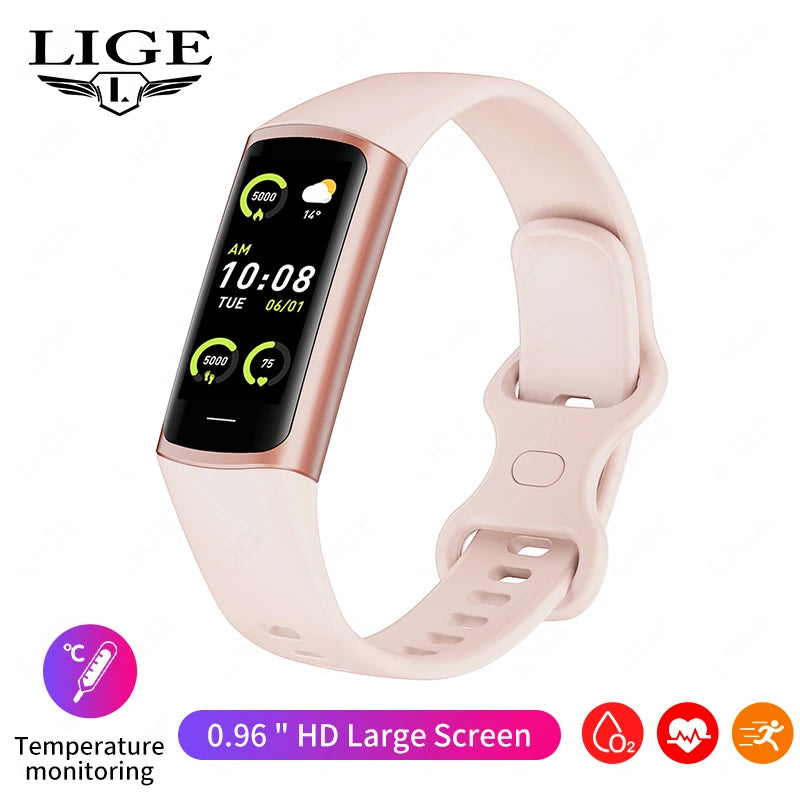 LIGE New Smart Wristband Sport Fitness Heart Rate Tracker Smartwatch AMOLED Screen Waterproof Smart Bracelet For Men Women 2026