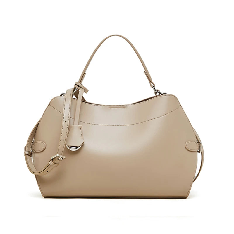 Hifashion Cowhide Genuine Leather Tote Handbags For Women 2026 Luxury Designer Shell Hobos Office Ladies Shoulder Crossbody Bags