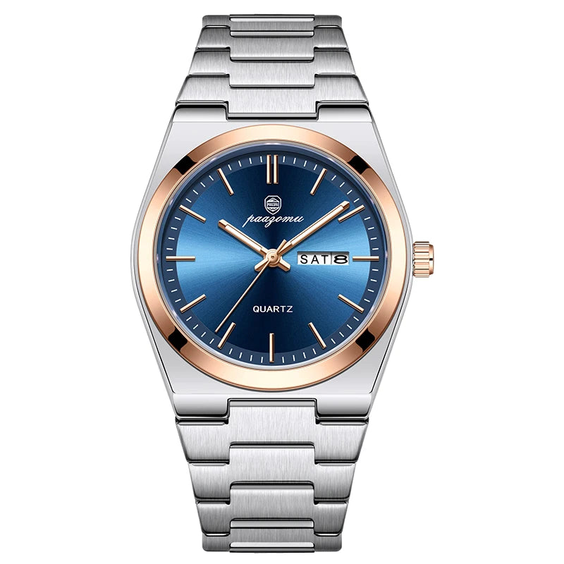 PAAZOMU Luxury Quartz Man Wristwatch Sport Men Watches Waterproof Luminous Date Week Stainless Steel Men's Watch Male Reloj+box