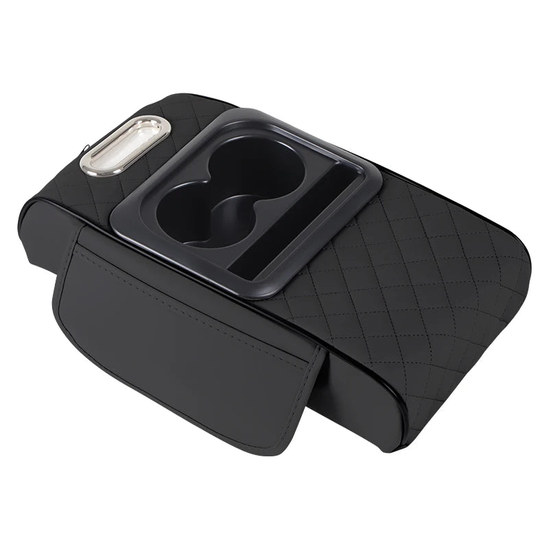 Car Armrest Storage Box, Car Center Console Organizer, Armrest Heightening Cushion with Cup Holder Armrest Storage Organizer Box