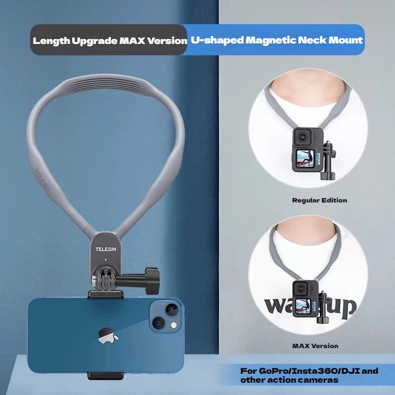 Magnetic Neck Mount TELESIN Neck Mount Phone Holder Necklace Lanyard Strap for GoPro/Insta360/DJI Motorcycle camera Accessories