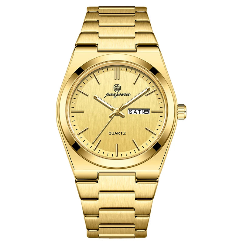 PAAZOMU Luxury Quartz Man Wristwatch Sport Men Watches Waterproof Luminous Date Week Stainless Steel Men's Watch Male Reloj+box
