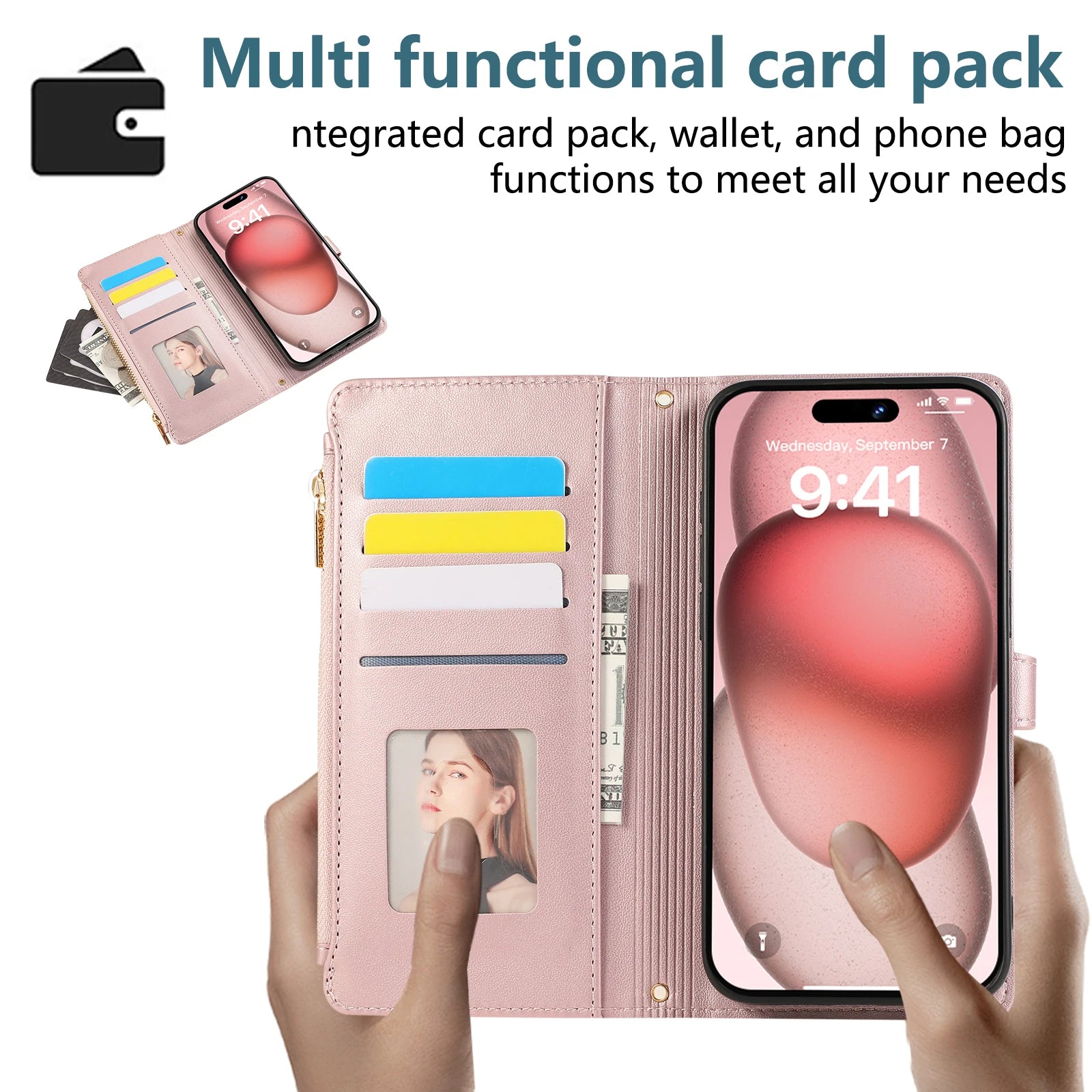 Crossbody Zipper Cards Solt Wallet Leather Case For iPhone 16 Pro Max 15 Plus 14 13 12 11 SE2022 Bag Purse Flip Book Strap Cover