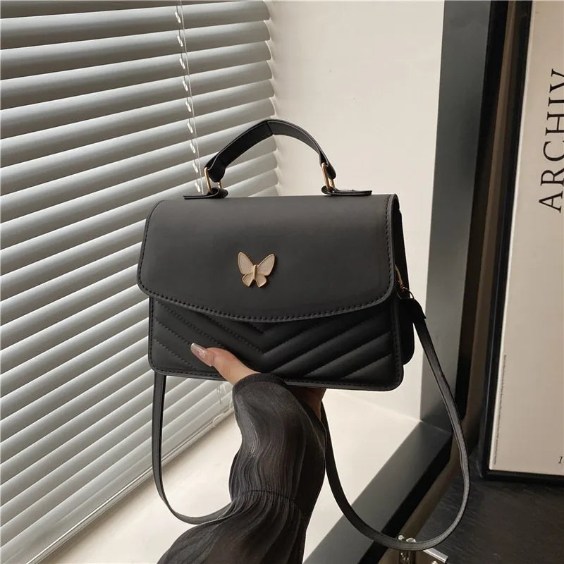 Lucky butterfly bag women's new fashion solid color simple texture trend beautiful casual shoulder messenger bag portable small