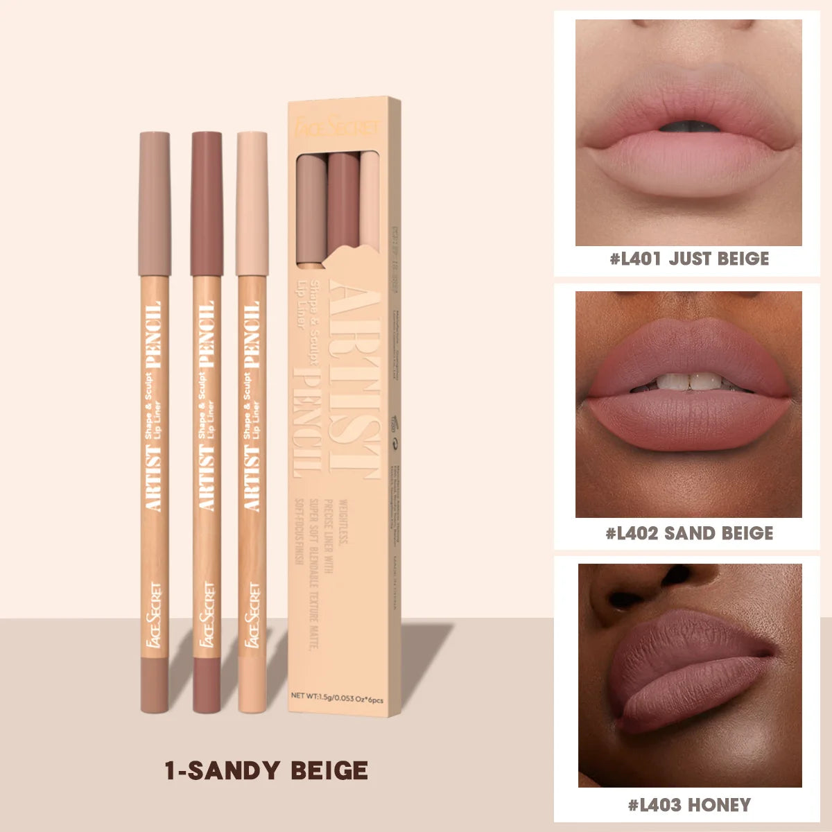 Face Secret 3Pcs Long-Lasting Velvet Lip Liner Matte Lipstick Waterproof Perfect Gift for Christmas Day, Lip Liner Set
