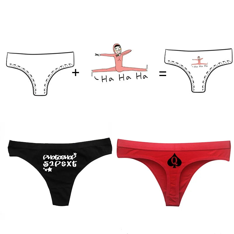 Women Sexy Custom Printing G string Underwear Cotton Panties for Lady Thongs Lingerie Underpant