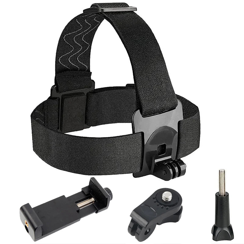 Adjustable Camera Headband Strap Kit For GoPro Hero 13 12 11 10 9 8 Insta360 X5 X4 DJI Action 6 5 AKASO SJCAM Phone Holder Vlog