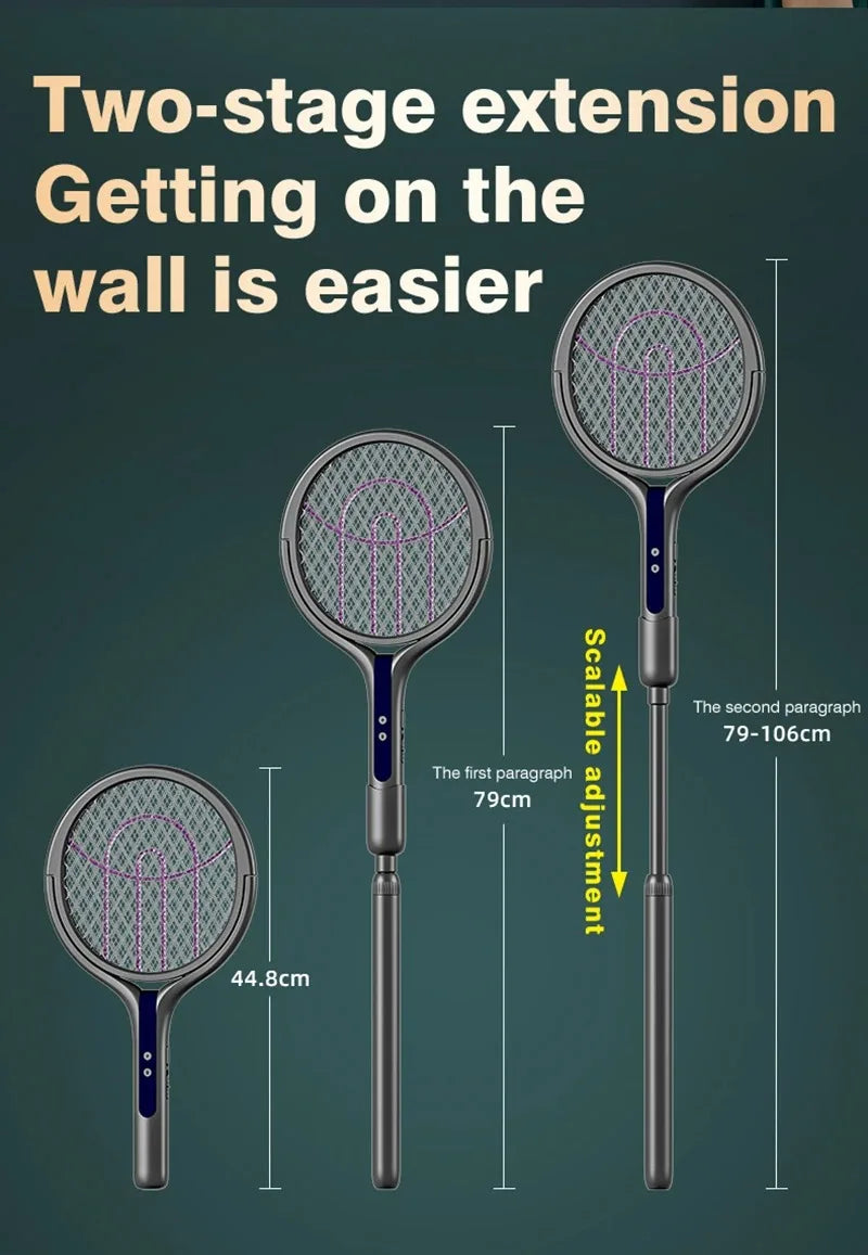 Multi functional 2-in-1 mosquito killer lamp angle retractable mosquito swatter USB rechargeable mosquito swatter bat swatter