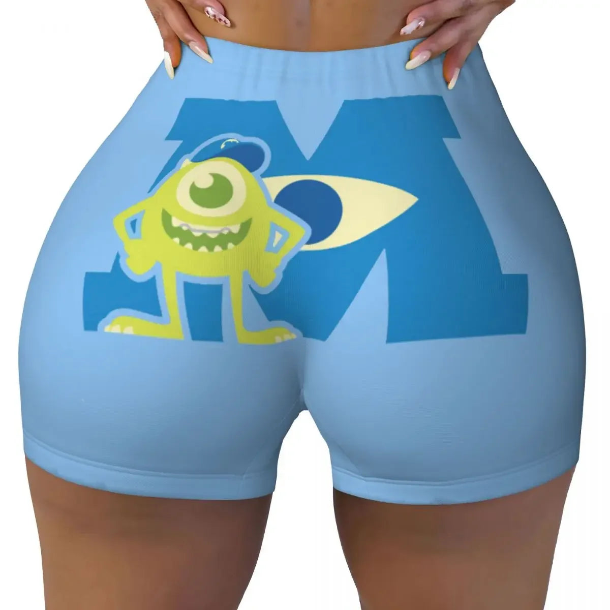 Custom Monsters University Mike M Logo Biker Running Gym Shorts for Women Athletic Workout Yoga Shorts