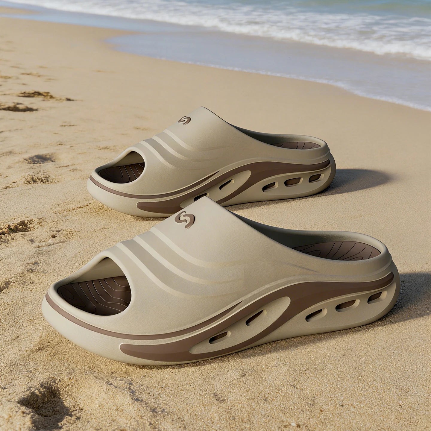Men's Outdoor Slides Summer Thick Sole Sandals, Non-Slip Durable Beach Flip Flops, Open Toe Fashion Casual Sports Slippers