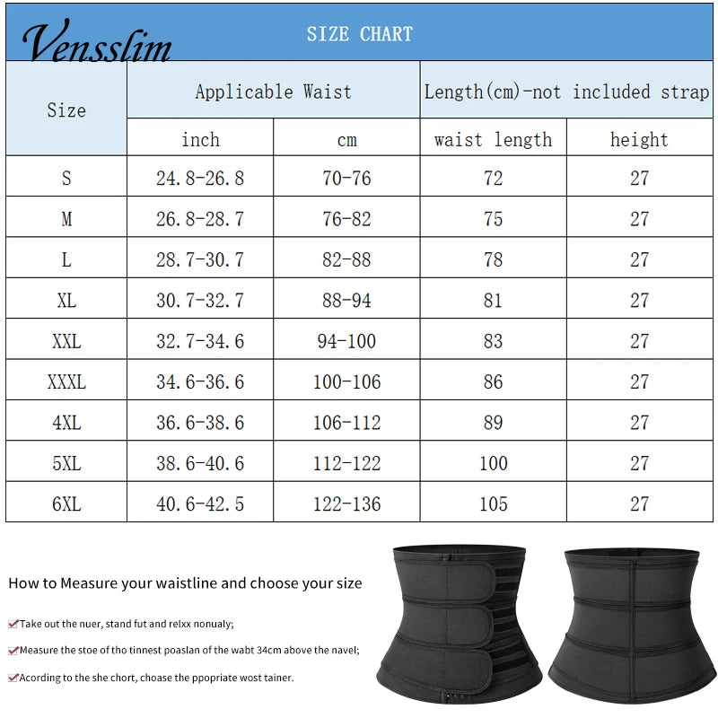 Vensslim Men Waist Trainer Corset Abdominal Slimming Belt Fitness Body Shaper for Weight Loss Strap Compression Waist Trimmer