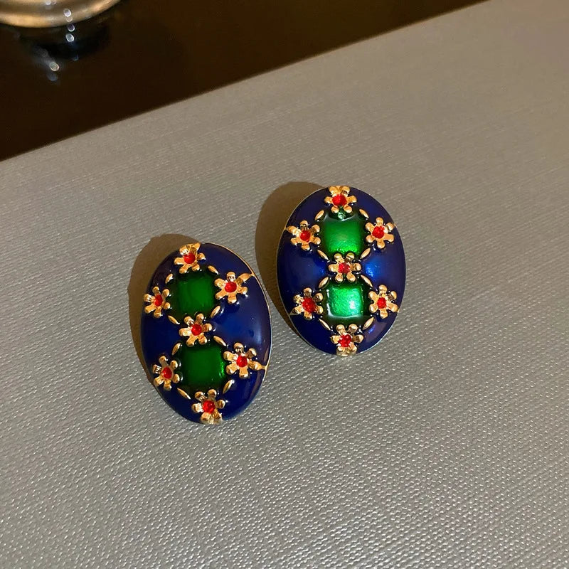 SHMIK Vintage Baroque Women Elegant Rhinestone Heart Earrings Jewelry Exquisite Lady Classic Middle Palace Drop Earring Gift