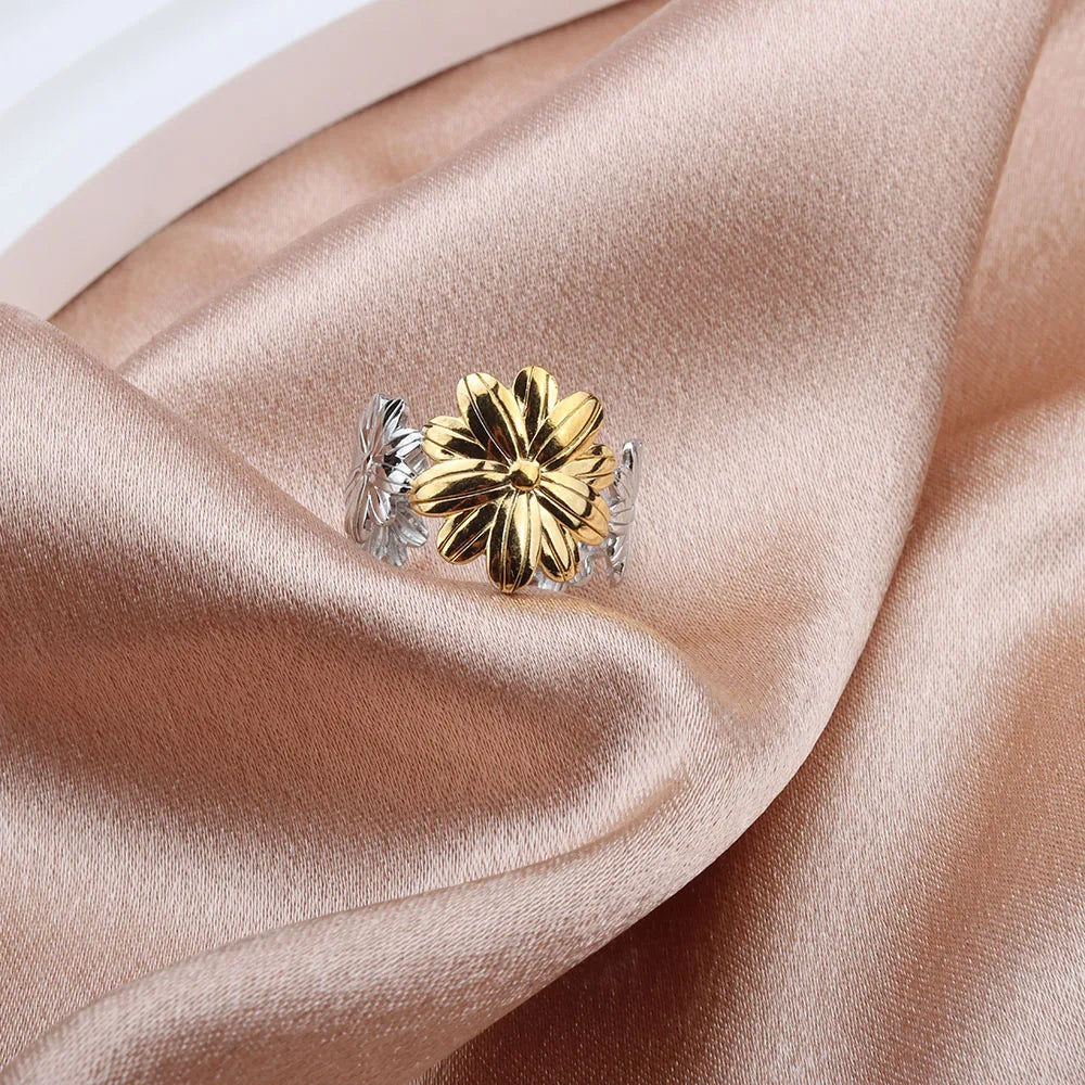 10pcs/lot Wholesale Double Color Adjustable Open Mix Stainless Steel Ring Wedding Engagement Rings Lovers Couples Unisex Jewelry