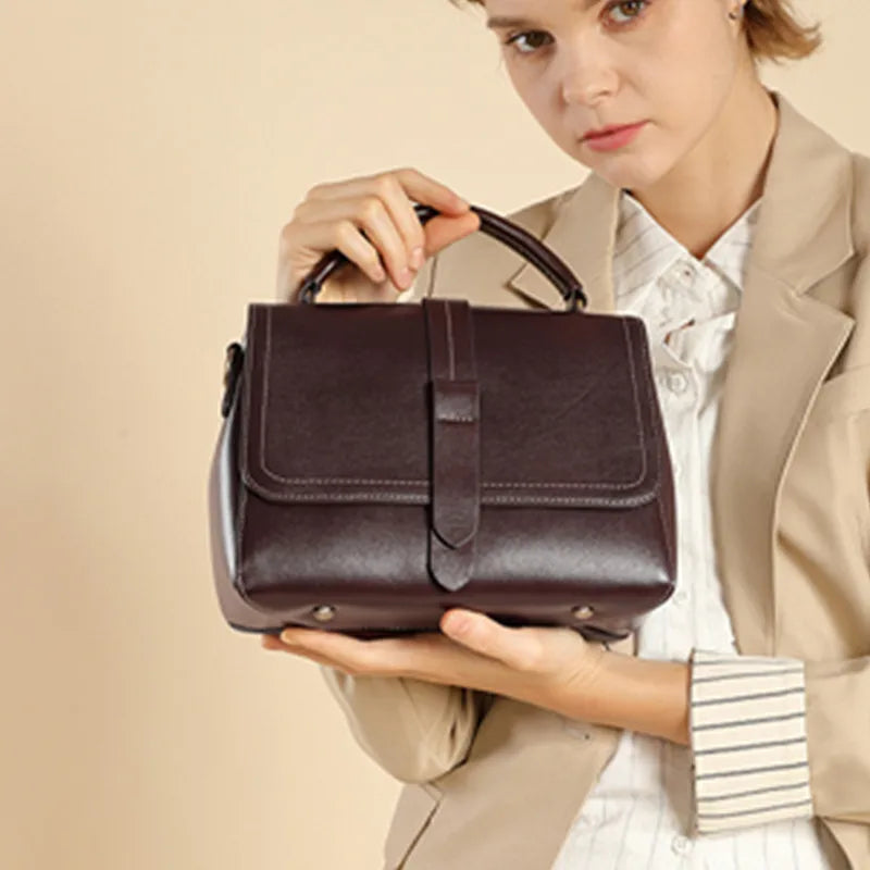 Burminsa Cowhide Genuine Leather Shoulder Bags For Women 2026 Luxury Designer Wide Strap Crossbody Satchel Work Ladies Handbags