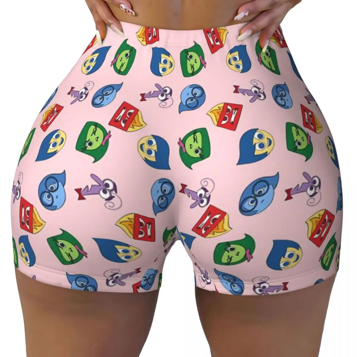 Custom Inside Out Anxiety This Is Fine Workout Volleyball Biker Shorts Women's Gym Yoga Shorts