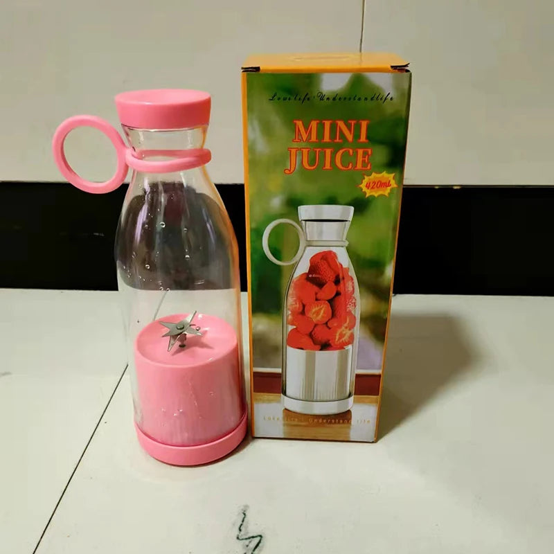420ml Wine Bottle Electric Juicer Mini Portable Blender Fruit Mixers 6 Blades Charging Juicer Cup Small Household Juicer Blender