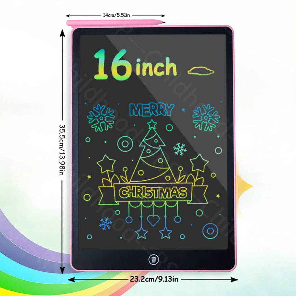 16 Inch LCD Writing Tablet Color Drawing Board Electronic Blackboard Doodle Handwriting Tablet Education Toys Kids Perfect Gifts