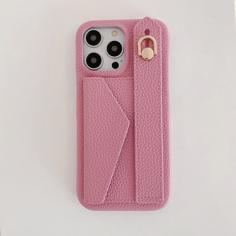 Wrist Strap Wallet Leather Case For iPhone 11 12 13 14 15 Pro Max Luxury Card Holder Protective Cover