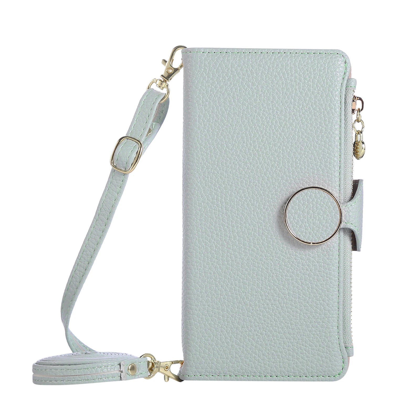 Crossbody Zipper Cards Holder Leather Wallet Book Case For iPhone 16 Pro Max 15 Plus 14 13 12 17 16E XS Long Lanyard Bag Cover