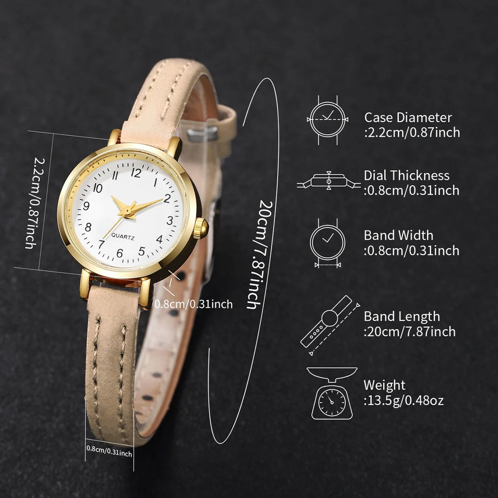 Fashion  Small Dial Women's Quartz Watch Ladies Leather Strap Wrist Watches Reloj Mujer（Without Box）