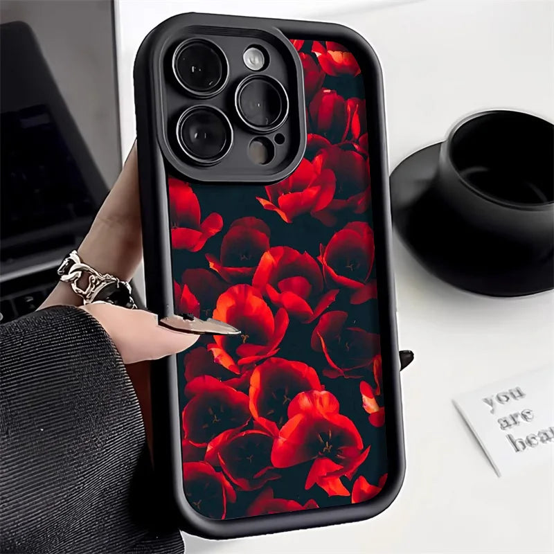 Black Lips Kiss Print Soft Matte Phone Case For iPhone 13 Case iPhone 15 16 14 13 11 12 17 Pro Max 16e XR 7 8 Plus SE Back Cover