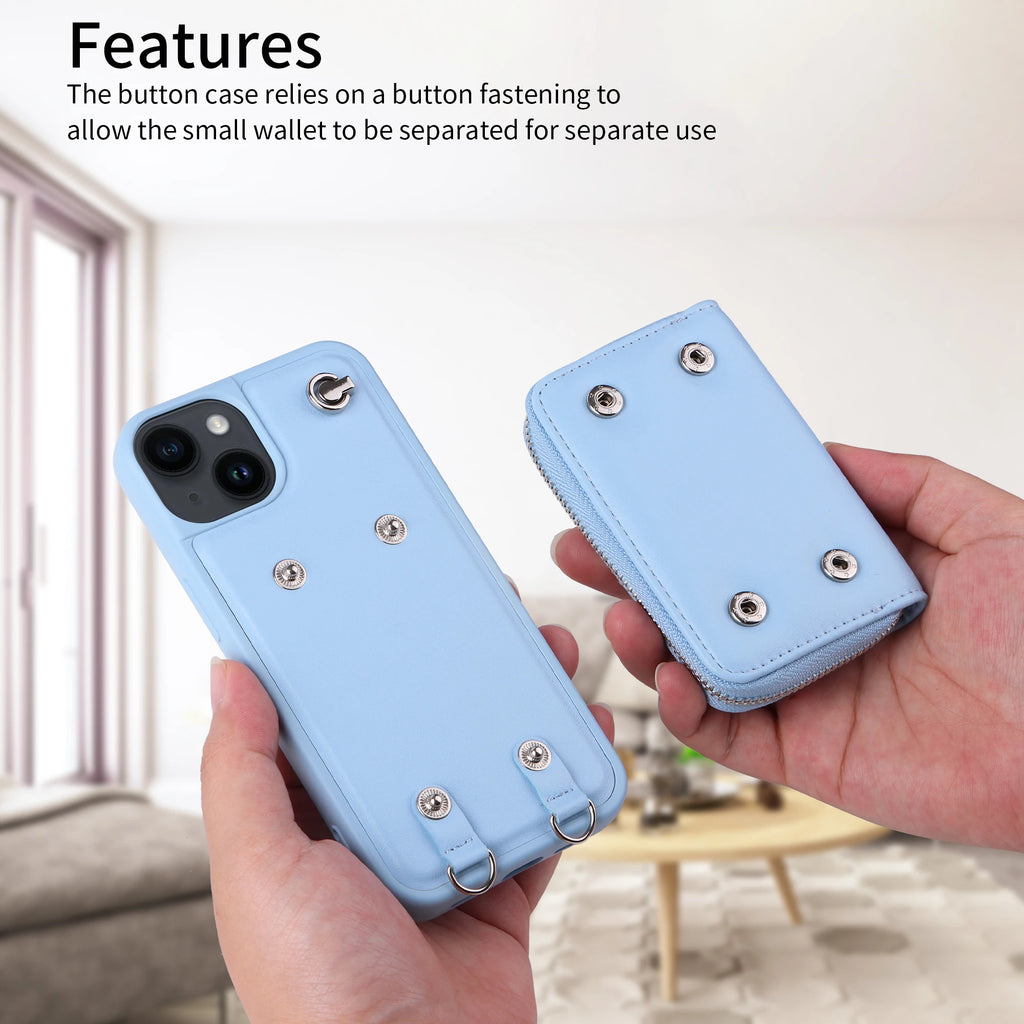 Crossbody Zipper Cards Solt Wallet Leather Case Bag For iPhone 15 Pro MAX 14 Plus 13 12 11 Lanyard Detachable Purse Pouch Cover