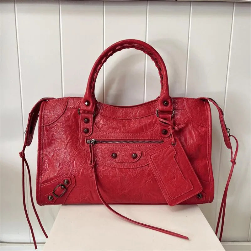 Paris Rivet Locomotive Bag ins Spice Girl Bag French Premium Sense Retro Trendy Portable Pillow Bag One Shoulder Crossbody Bag