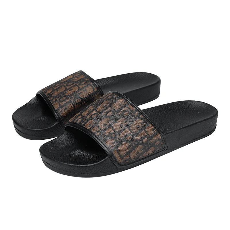 Men's Home Slippers Lightweight Summer New Style Flat and Worn Casual Retro Patterned Anti-slip Quick-drying Sandals