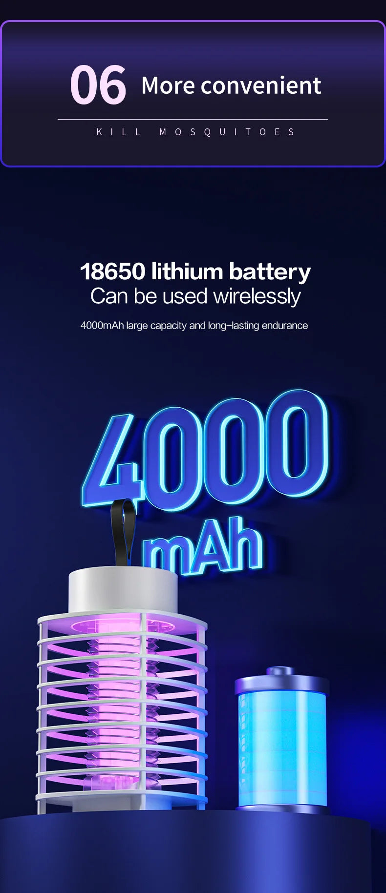 Electric Shock LED Mosquito Killer Lamp Indoor USB Rechargeable Portable Electric Fly Trap Mute Anti Mosquito Lamp