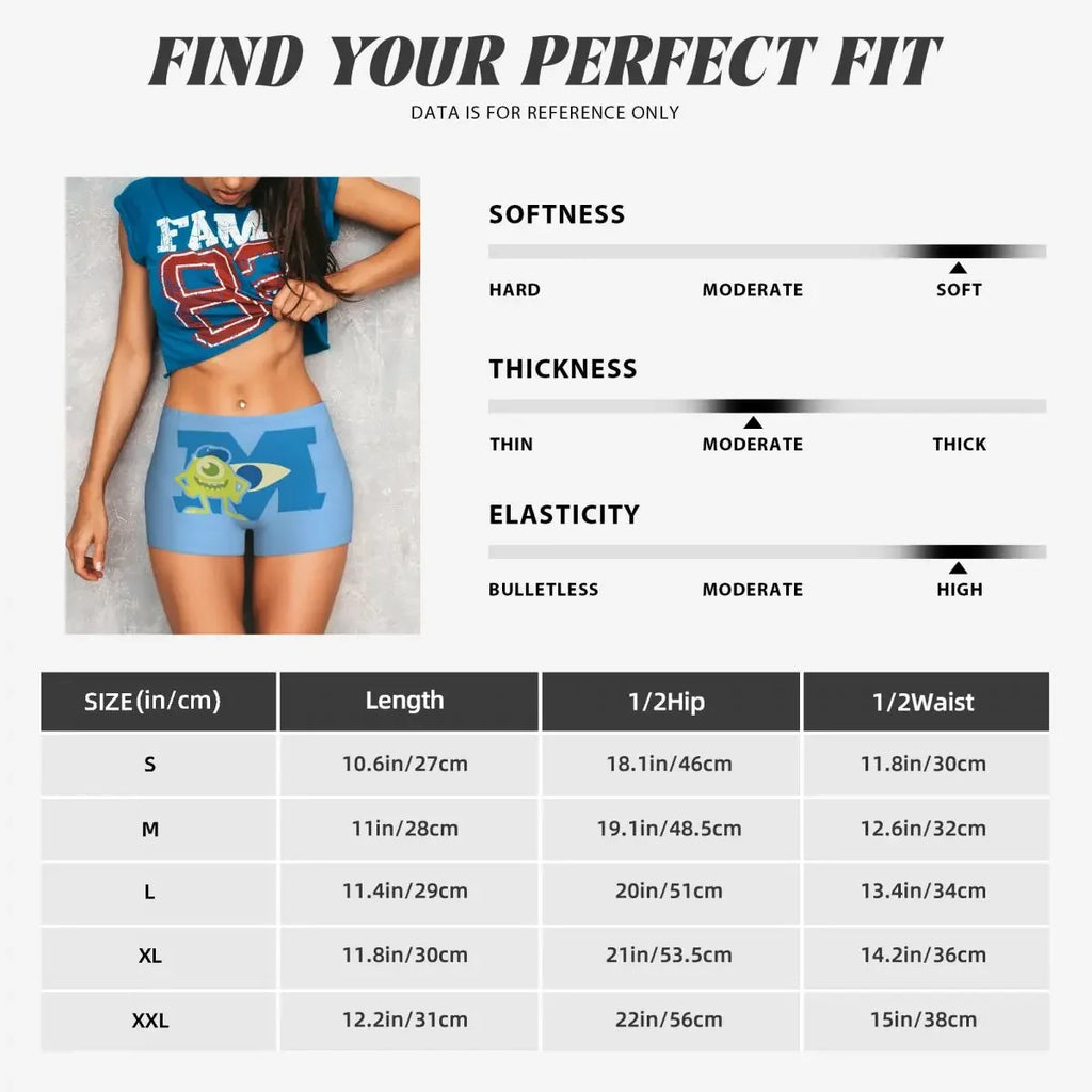 Custom Monsters University Mike M Logo Biker Running Gym Shorts for Women Athletic Workout Yoga Shorts