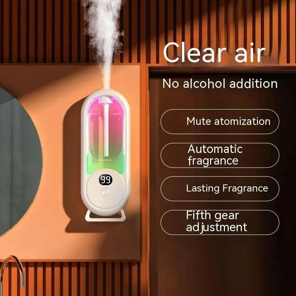 Automatic Fragrance Diffuser, USB Powered Essential Oil Diffuser with Spraying & Light, Home Fragrance for Living Room, Bedroom