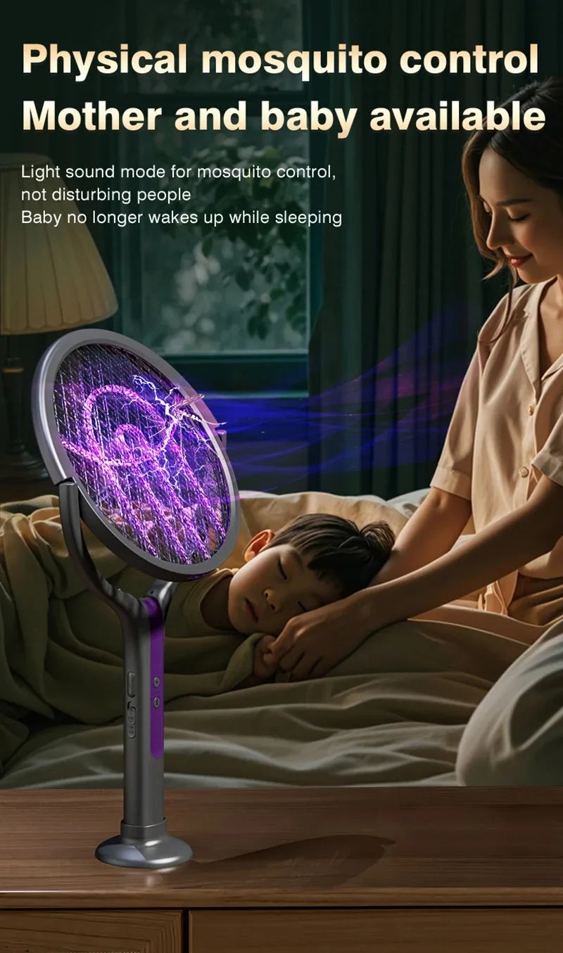 Multi functional 2-in-1 mosquito killer lamp angle retractable mosquito swatter USB rechargeable mosquito swatter bat swatter