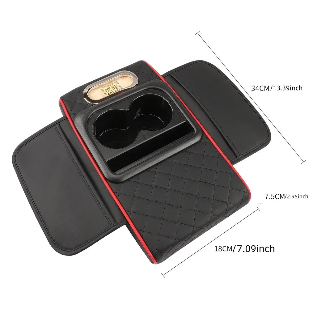 Car Armrest Box 7.5cm Thicken Height Pad Arm Rest Cushion with Pocket Tissue Cup Holder Memory Cotton Elbow Support Height Pad