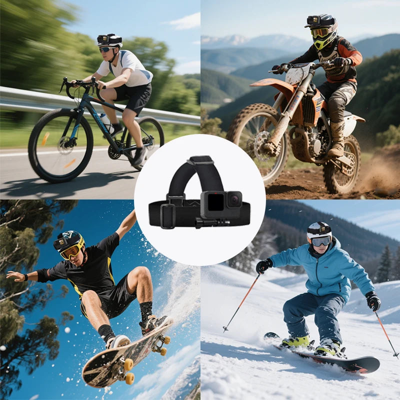 Adjustable Camera Headband Strap Kit For GoPro Hero 13 12 11 10 9 8 Insta360 X5 X4 DJI Action 6 5 AKASO SJCAM Phone Holder Vlog