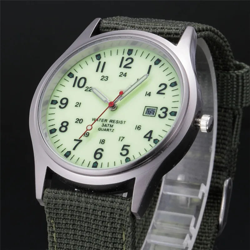 Boys Brand Cheap Watches Men Fashion Casual Nylon Band Sports Army Gifts Date Quartz Wrist Watch Fluorescent Relogio Masculino