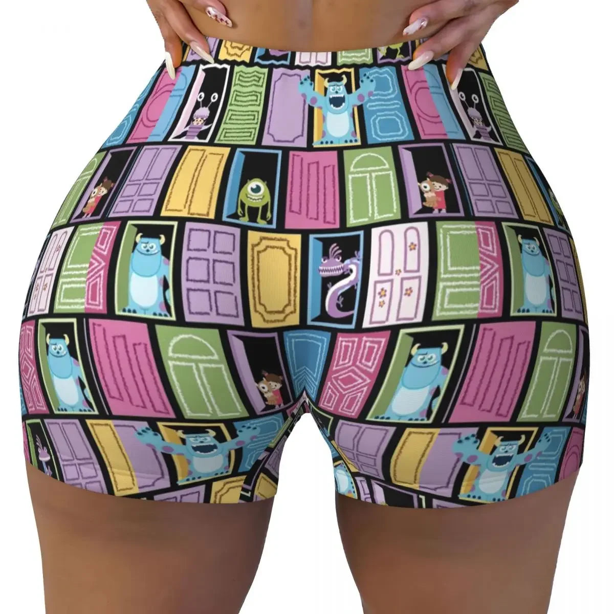 Custom Monsters University Mike M Logo Biker Running Gym Shorts for Women Athletic Workout Yoga Shorts