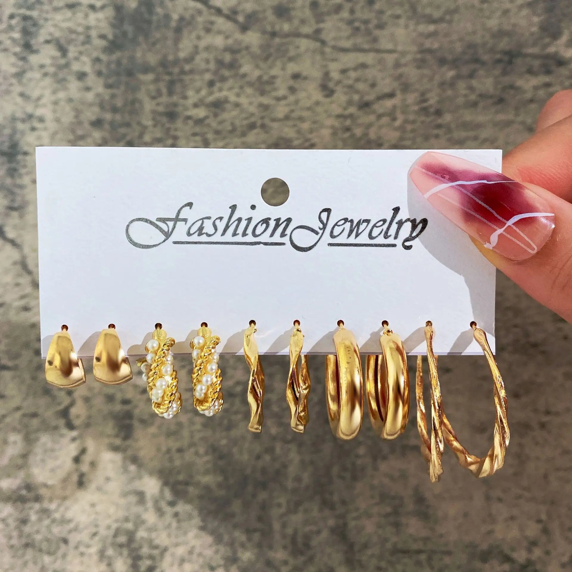 Gold Color Vintage Hoop Earrings Set for Women Boho Metal Circle Geometric Twist Pearl Dangle Earrings Trendy Jewelry Gifts 2023
