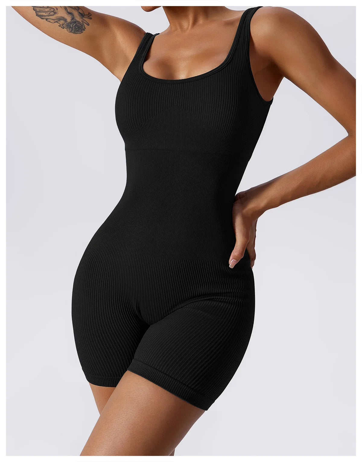 CZGUKE Women's square-neck threaded shorts dress suitable for fitness and yoga, quick-dry breathable and tight-fitting clothes