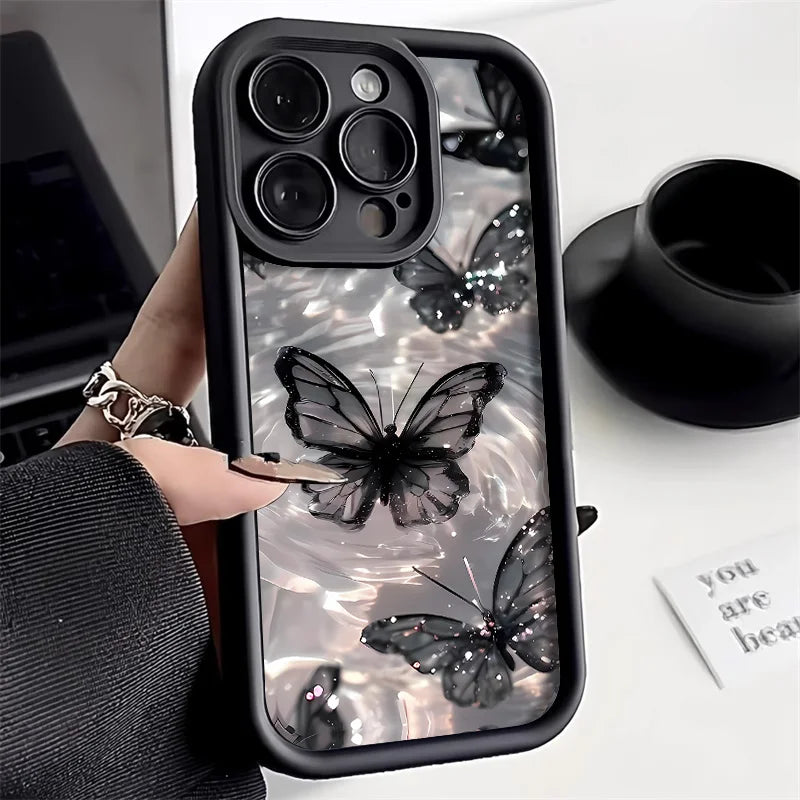 Black Lips Kiss Print Soft Matte Phone Case For iPhone 13 Case iPhone 15 16 14 13 11 12 17 Pro Max 16e XR 7 8 Plus SE Back Cover