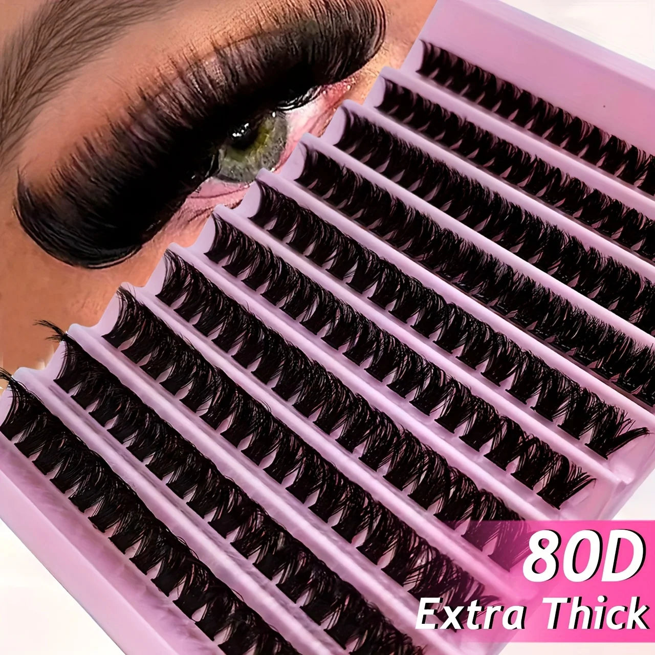 Natural Look D Curl Lash Clusters 120/160/200 PCS (9-16mm) DIY Eyelash Extensions Kit Mixed 40D T50 80D & 80D Cat Eye