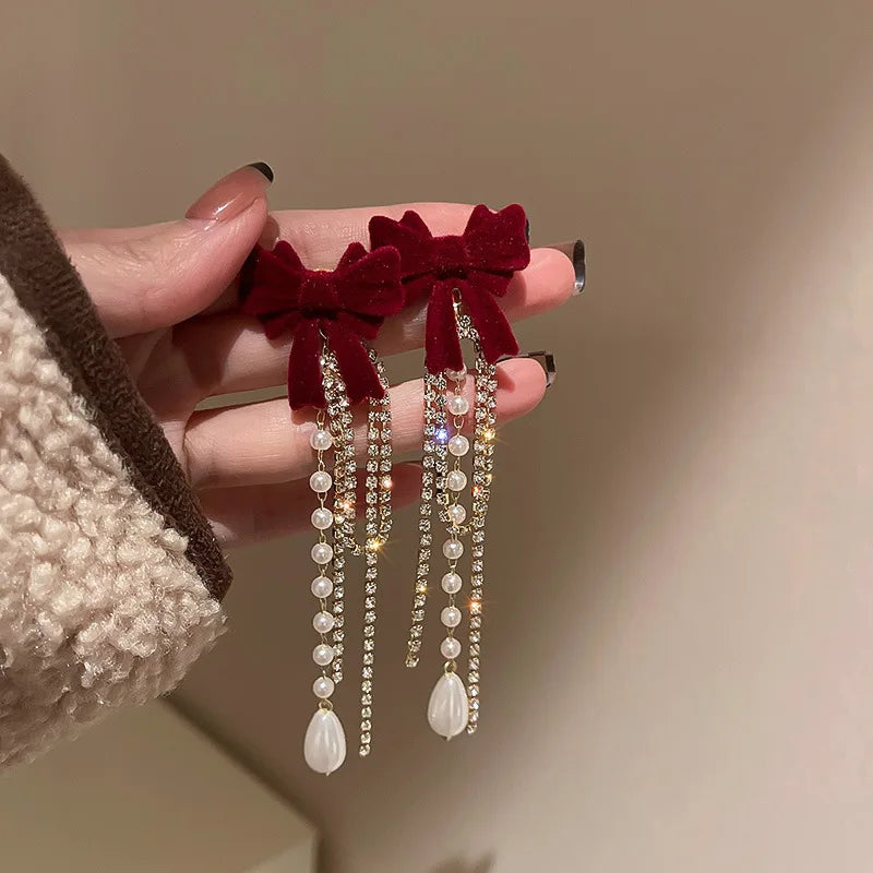 SHMIK Vintage Baroque Women Elegant Rhinestone Heart Earrings Jewelry Exquisite Lady Classic Middle Palace Drop Earring Gift