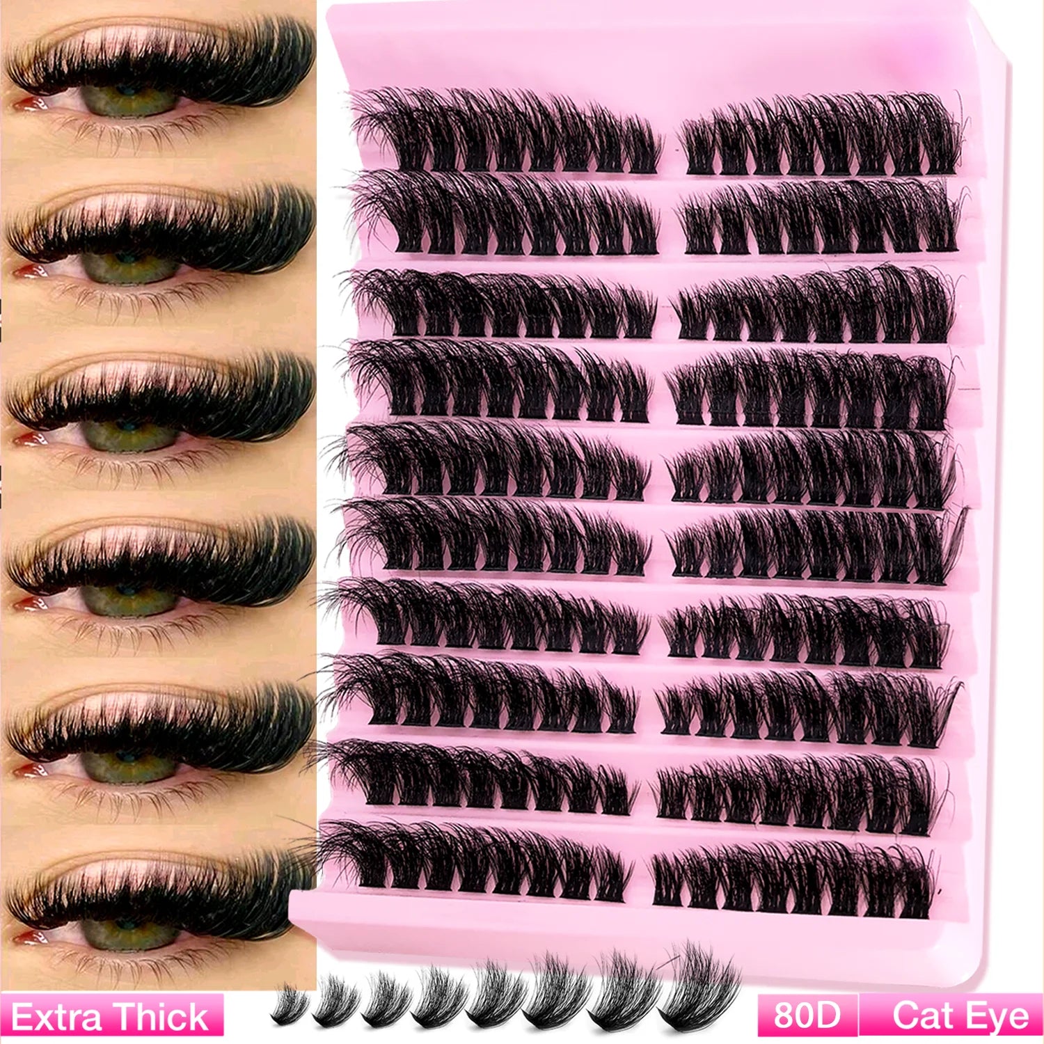 Individual Lashes 8-16mm 160pcs Cluster Lashes Natural Look Mixed Tray DIY Eyelash Extension Volume Lash Clusters Eyelashes
